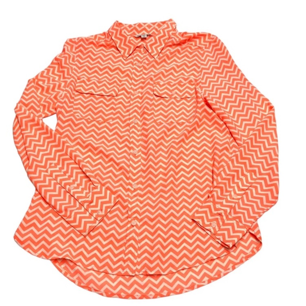 American Eagle Outfitters Button Up Shirt Womens Size Medium Chevron Orange